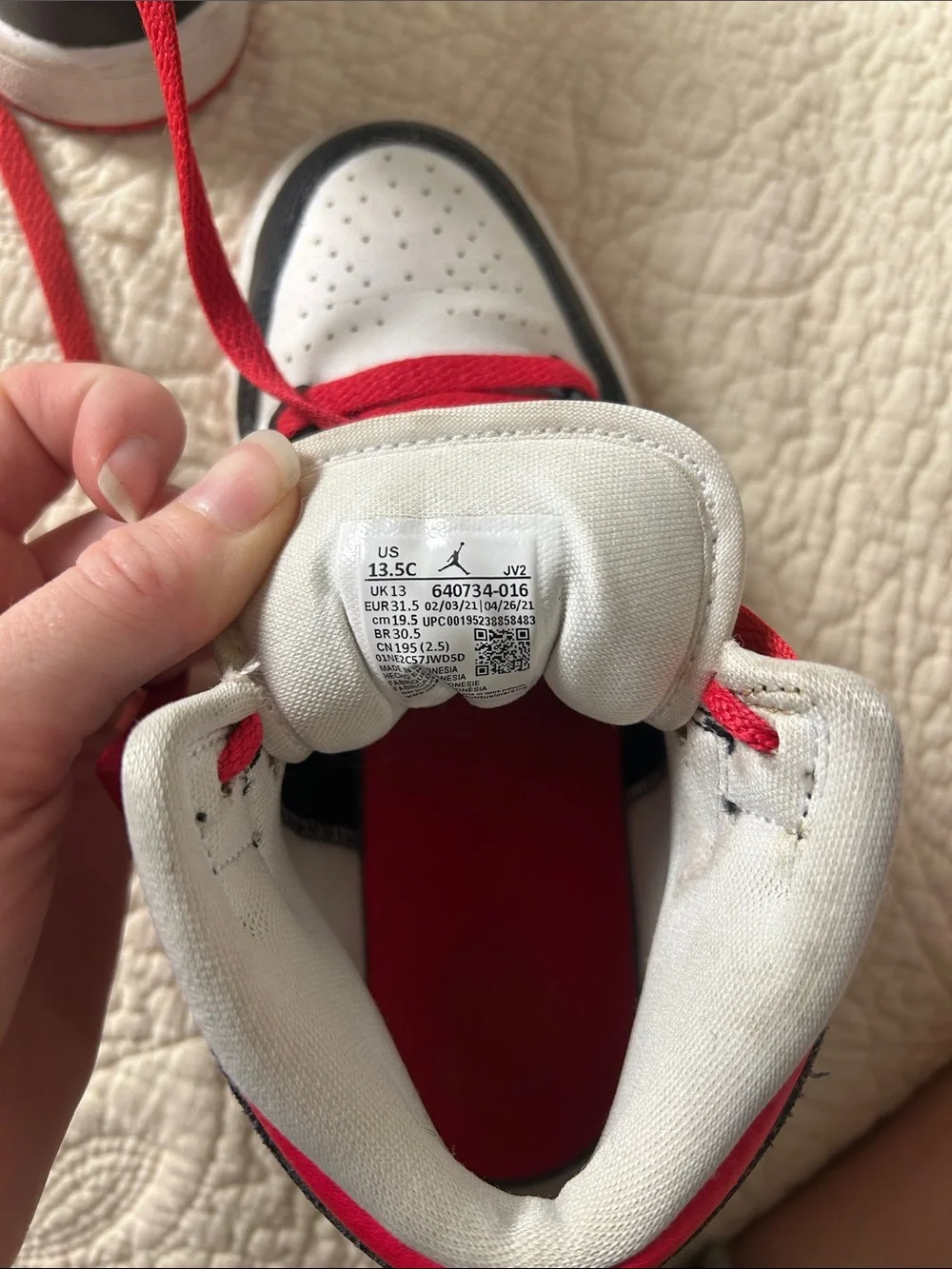Nike Air Jordan Kids High-Top Sneakers in White, Black, and Red